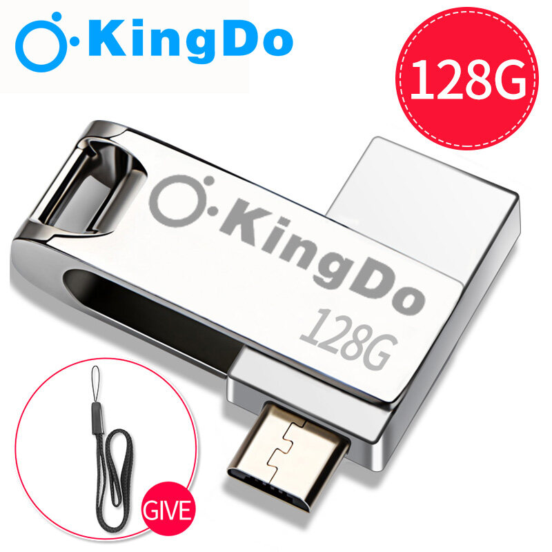 Kingdo 128GB/64GB/32GB 2 in 1 Micro USB OTG Flash Drive USB 2.0 Zinc Metal U Disk Compatible with Android Devices
