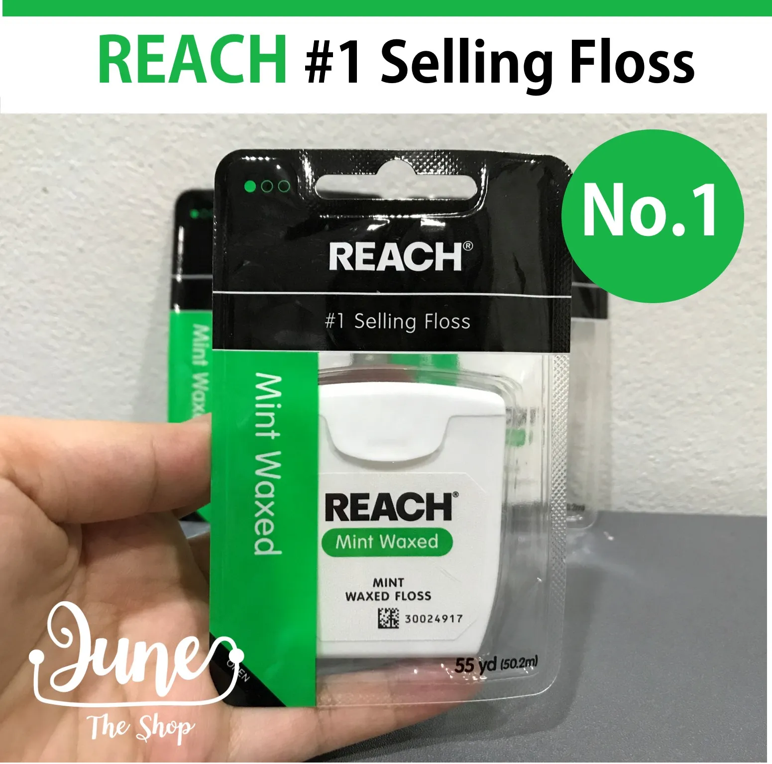 Reach ไหมขัดฟัน Reach Dental Floss กลิ่นมิ้นท์ (ยาว 50.2m) REACH MINT WAXED FLOSS ไหมขัดฟัน Reach เคลือบแว็กซ์ Johnson&Johnson