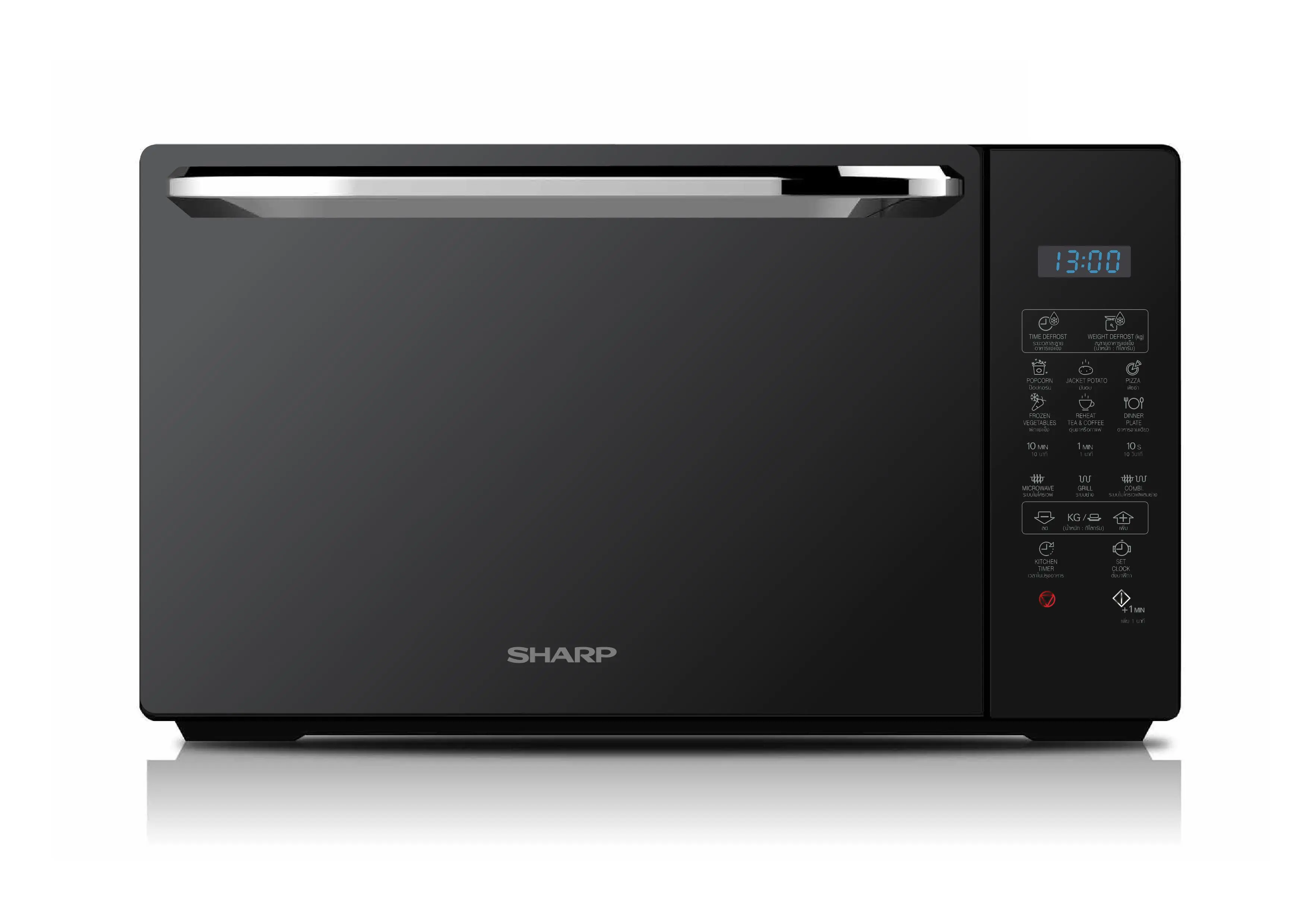 SHARP ไมโครเวฟ ดิจิตอล (25 ลิตร) รุ่น R-752PMR  เตาอบไมโครเวฟพร้อมระบบย่าง+เวฟ หน้าบานกระจกแท้
