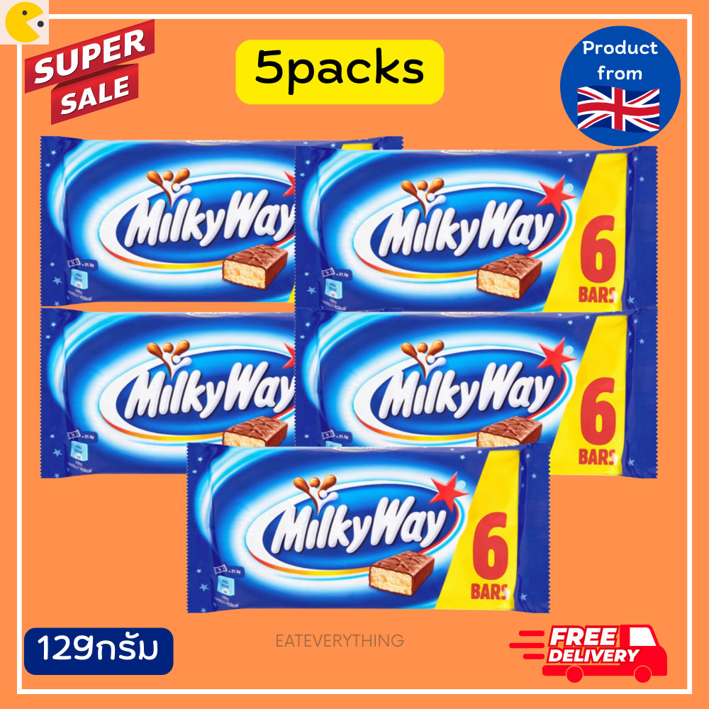 Set5 packs Milky Way 6 Bars 129g มิลค์กี้เวย์ ช็อกโกแลตนมสอดไส้ครีม