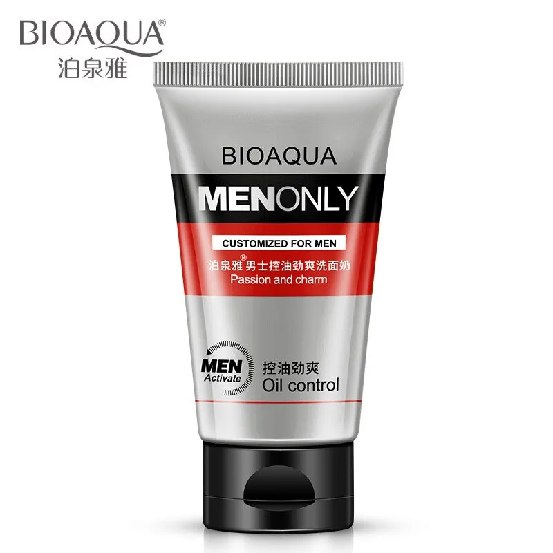 Bioaqua menonly Oil control Cleanser 100g. โฟมล้างหน้าชาย โฟมล้างหน้า สูตรควบคุมความมัน ผิวชุ่มชื่น ไม่แห้งกร้าน เหมาะกับทุกสภาพผิว