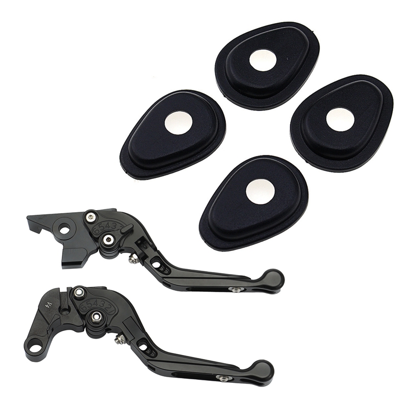 2 Set Motorcycle Accessories: 1 Set Turn Signals Indicator Adapter Spacers & 1 Set Folding Brake Clutch Levers