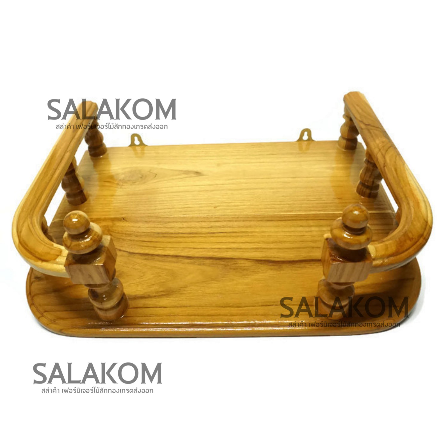 Salakom หิ้งวางพระ ติดผนัง ไม้สักแท้ ขนาด 40*29 เซนต์. สีเคลือบ โชว์ลายไม้สวยงาม หิ้งพระไม้สักแขวนผนัง Buddha's shelf