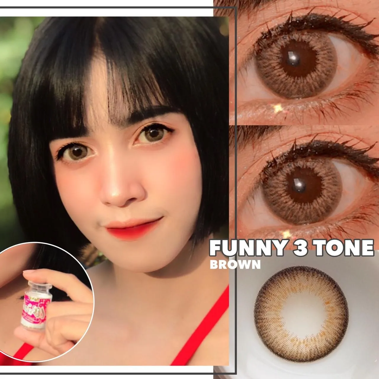 ปังกว่านี้ ไม่มีอีกแล้ว คอนแทคเลนส์ คอนแทคเลนส์แฟชั่น บิ๊กอาย Wink Contactlens ลาย FUNNY GRAY BROWN เลนส์นิ่ม สุดๆ ยืน1 เลนส์ใส่สบายตาทั้งวัน