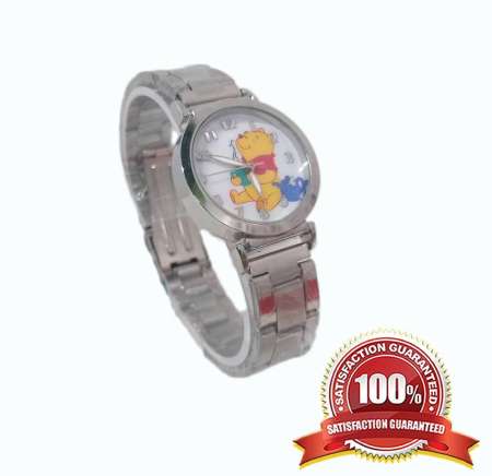 นาฬิกาข้อมือผู้หญิงสวยหรู （สีเงิน หน้าหมีพุ) กันน้ำ (มาใหม่ล่าสุด) พร้อมกล่อง224