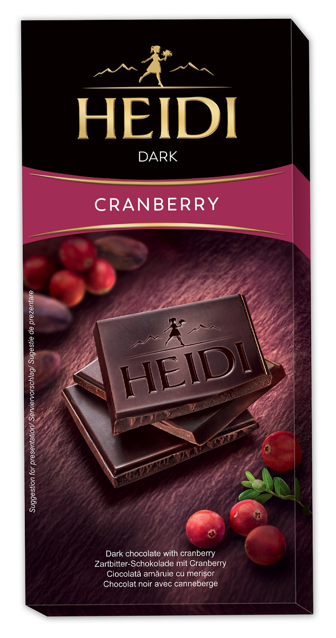 [ซื้อ 1 แถม 1]HEIDI Chocolate ดาร์คช็อคโกแลตแท้นำเข้า ผสมผลแครนเบอร์รี่ จากประเทศโรมาเนีย ขนาด 80 กรัม ขนมโรมาเนีย ขนมนำเข้า