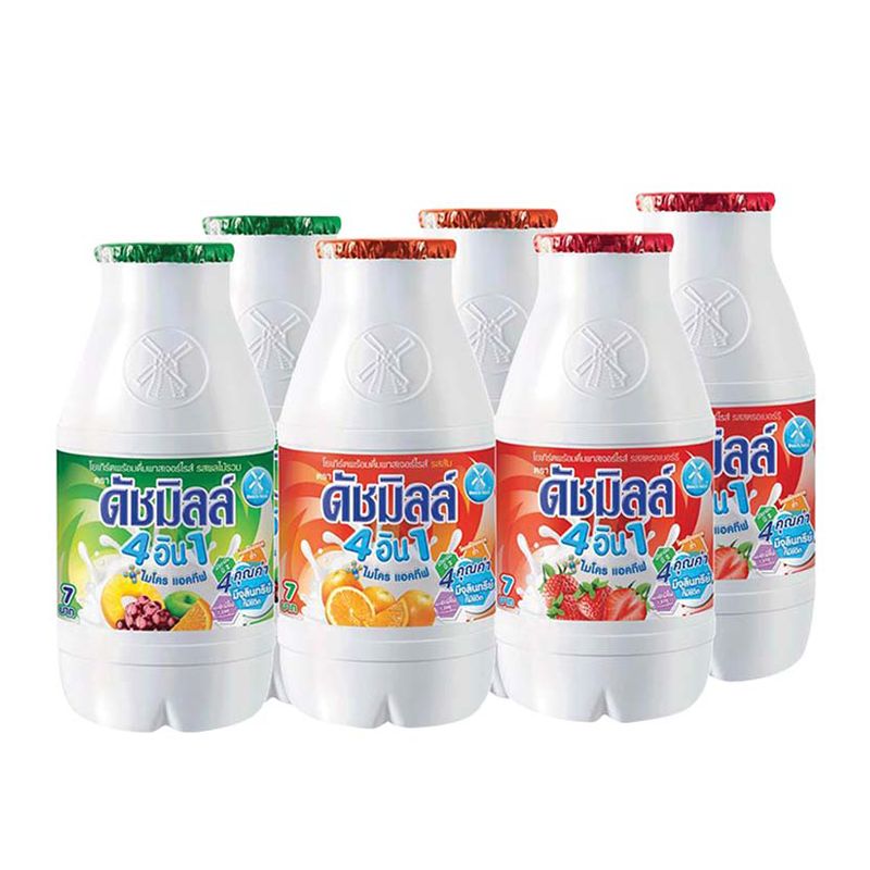 ดัชมิลล์ นมเปรี้ยว คละรส 100 มล. x 6 ขวด/Dutchmill yoghurt mixed flavor 100ml x 6 bottles