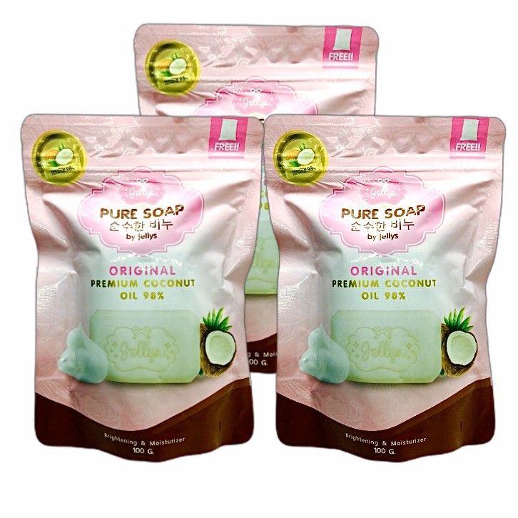 Jelly Pure Soap Original สบู่กลูต้าผิวขาว ขนาด 100 กรัม (3 ก้อน