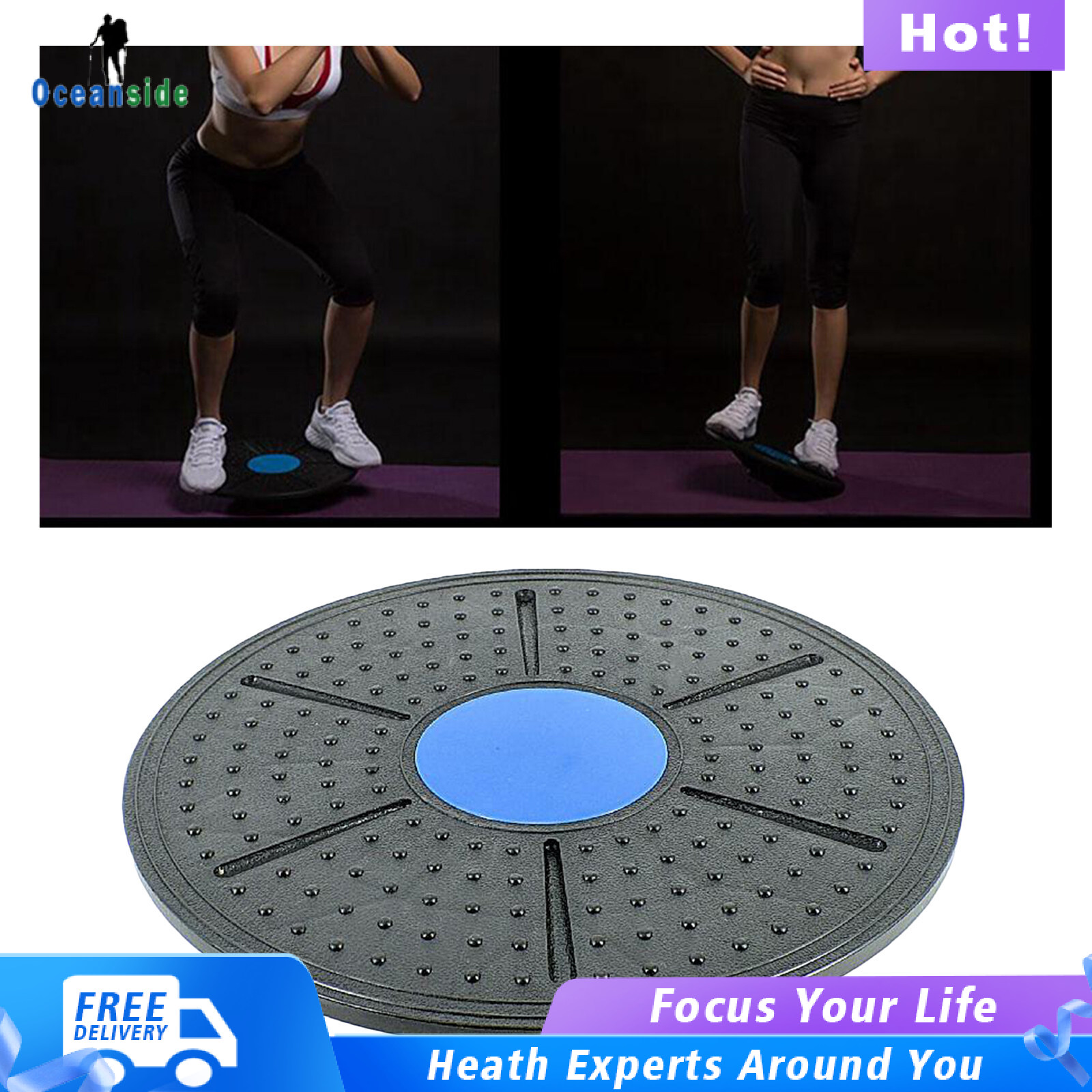 Oceanside Fitness Balance Board, Non Round Wobble Board, 36cm Training