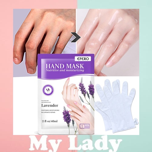 Mylady888  efero ถุงมือมาส์กมือ #lavender code 0200 Moisturizing มาส์กมือทำให้เนียนนุ่มและขาวกระจ่างถุงมือ Anti-Aging และถุงมือให้ความชุ่มชื้น Hand Care