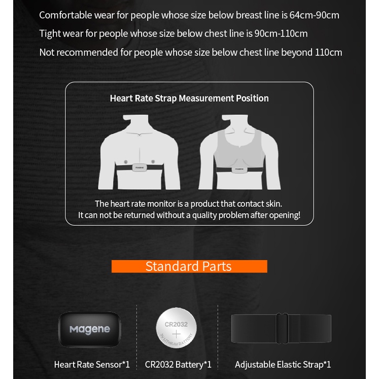 Magene H003 Heart Rate Sensor Bluetooth ANT+ Monitor With Chest Strap