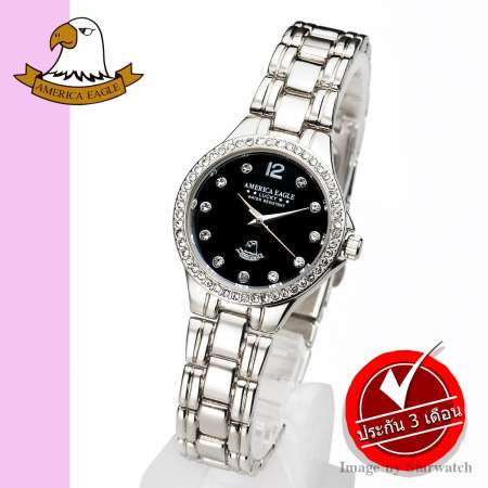 AMERICA EAGLE นาฬิกาข้อมือสุภาพสตรีสายสแตนเลส รุ่น AE090L - Silver/Black