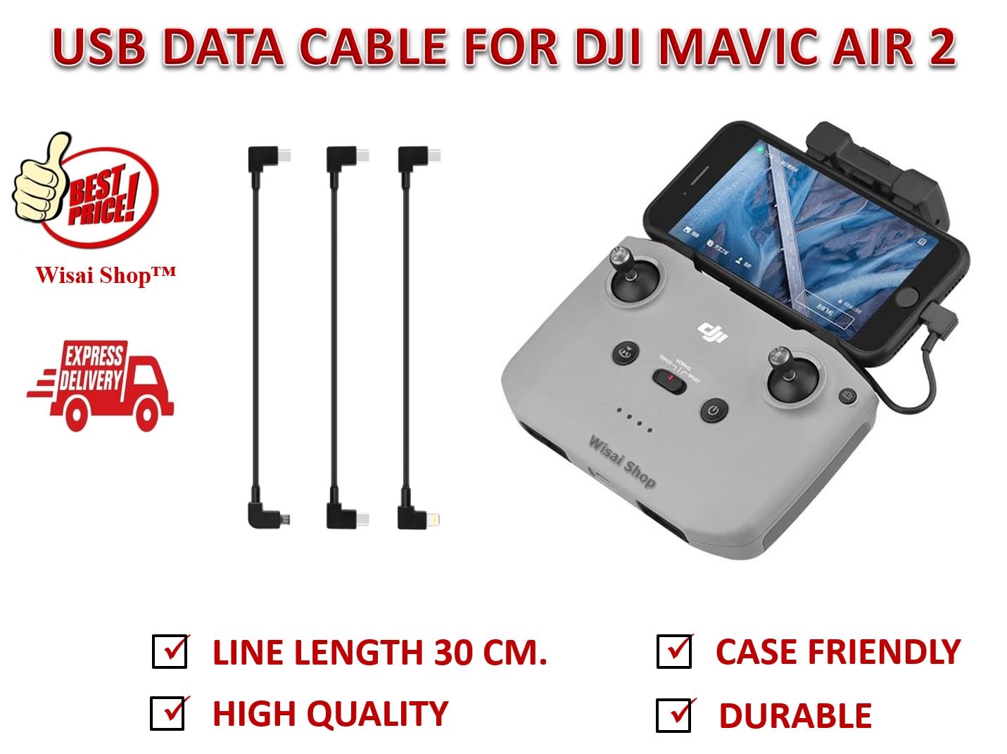 สายรับส่งข้อมูล USB Data Cable สำหรับ DJI Mavic Air 2 / DJI Air 2S / DJI Mini 2 ความยาวสาย 300 mm.