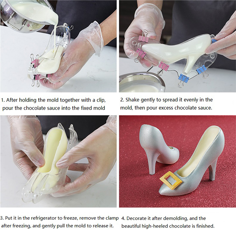 UG Jettingbuy Cake Decorating Mold Tools 3D High Heel Shoe Shape Chocolate Mold DIY Cake Mold