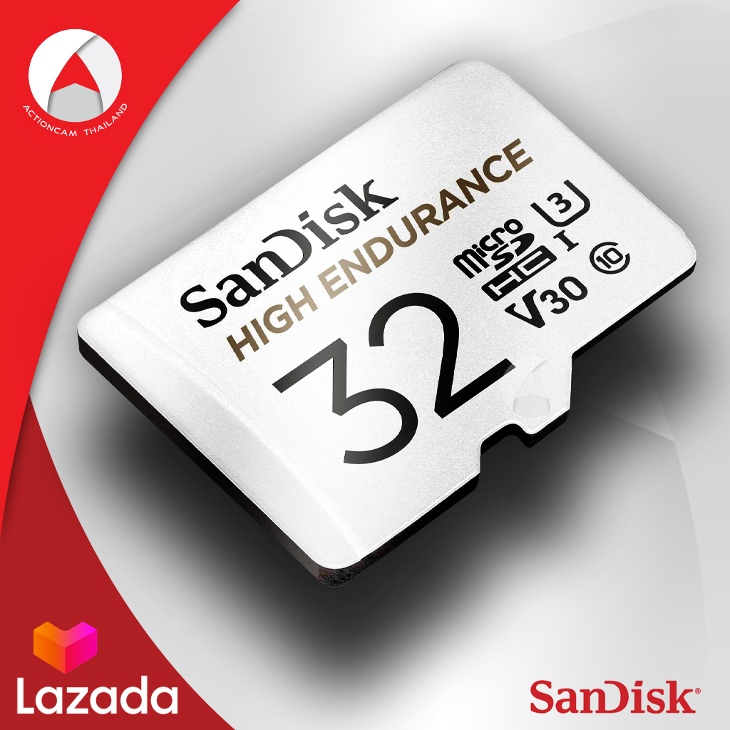 SanDisk High Endurance 32GB microSD Card Class10 Speed 100 mb/s (SDSQQNR_032G_GN6IA) เมมโมรี่ การ์ด แซนดิสก์ โดย ซินเน็ค สำหรับ กล้องติดรถยนต์ กล้องหน้ารถ หลังรถ และ กล้อง วงจรปิด ip camera Xiaomi Mi pro กล้องวงจรปิดหลอดไฟ Memory ประกัน Synnex 2ปี (สีขาว)