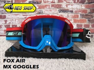 สินค้า แว่นตาวิบากFOX / แว่นวิบาก FOX AIR สีแดง-ฟ้า พร้อมถุงผ้า เลนส์ใส แผ่นเทียร์ออฟ MX Goggle FOX AIR for Motorcross(Color:Red-Blue)