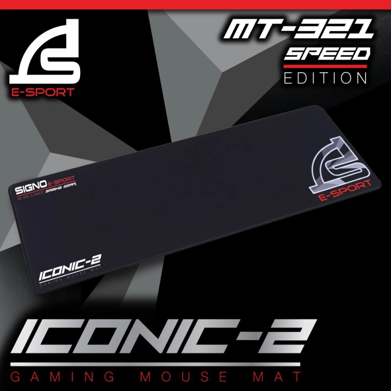 ราคาและรีวิวSIGNO E-Sport ICONIC-2 Gaming Mouse Mat รุ่น MT-321 Speed Edition แผ่นรองเมาส์ เกมส์มิ่ง