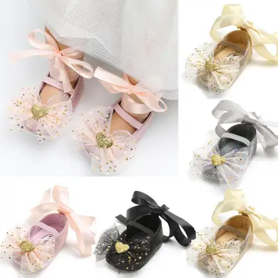Infant Newborn Baby Girl Princess Non-Slip Lace Shoes Baby Bowknot Shoes 0-18M