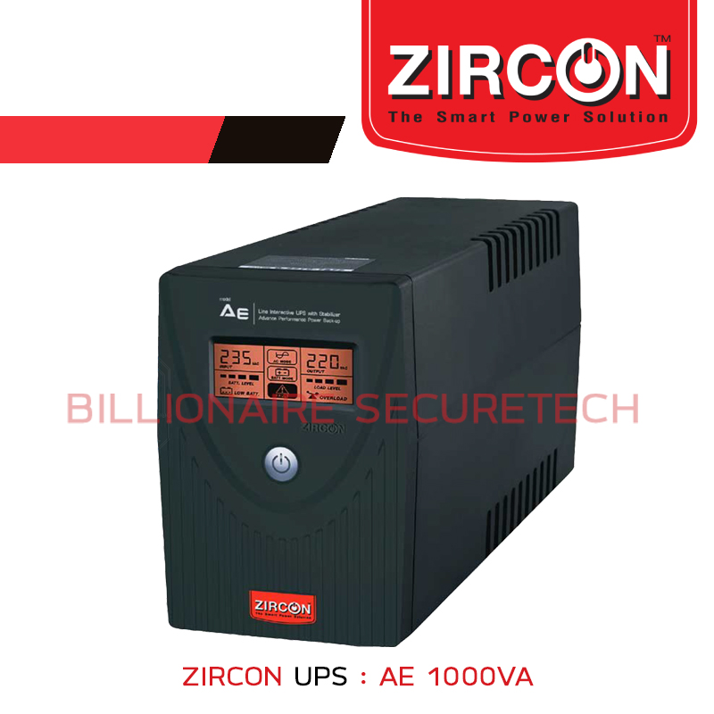 ZIRCON UPS เครื่องสำรองไฟ รุ่น AE : 1000VA BY BILLIONAIRE SECURETECH