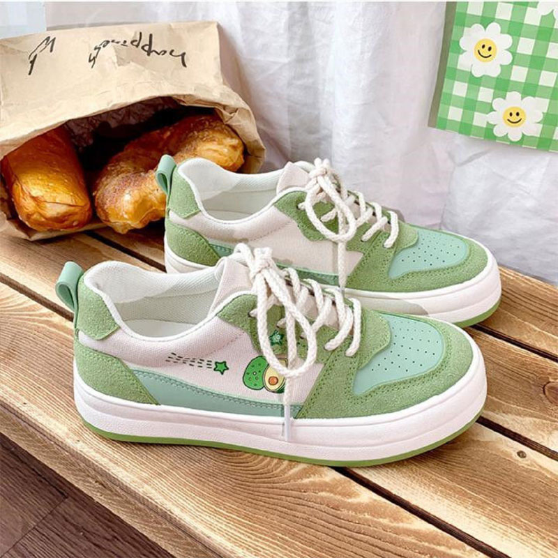 LAL Giày Vải Màu Hồng Dâu Tây Giày Màu Trắng Đế Bằng Cho Học Sinh Phong Cách Hồng Kông Mới 2023 Cho Nữ Giày Đế Bằng Retro