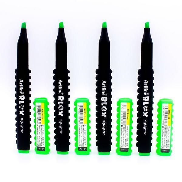 Electro48 Artline ปากกาเน้นข้อความ อาร์ทไลน์ Blox ชุด 4 ด้าม (สีเขียว) สามารถนำปากกามาต่อกันได้เป็นรูปร่างต่างๆ