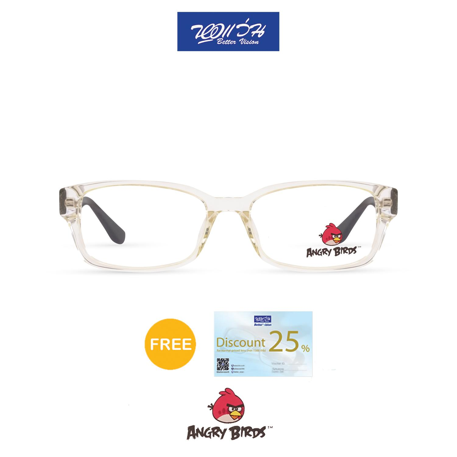 กรอบแว่นตาเด็ก แองกี้ เบิร์ด ANGRY BIRDS Child glasses แถมฟรีส่วนลดค่าตัดเลนส์ 25%  free 25% lens discount รุ่น FAG12105 สี CRYSTAL CREAM