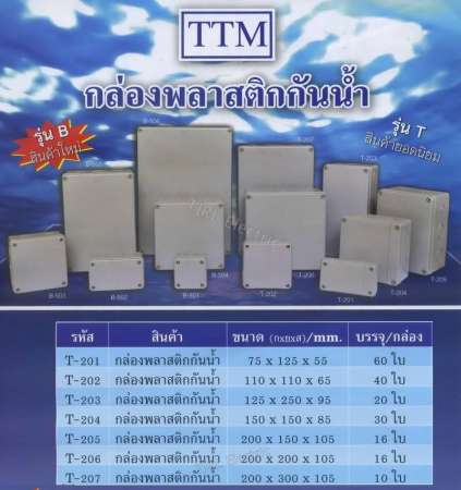 TTM กล่องพลาสติก กันน้ำ กันฝน กันฝุ่น (ขนาด 20 x 15 x10.5 CM) รุ่น T-205 สีเทา กล่องสำหรับ ประกอบกล้องวงจรปิด กล่องพักสายไฟ