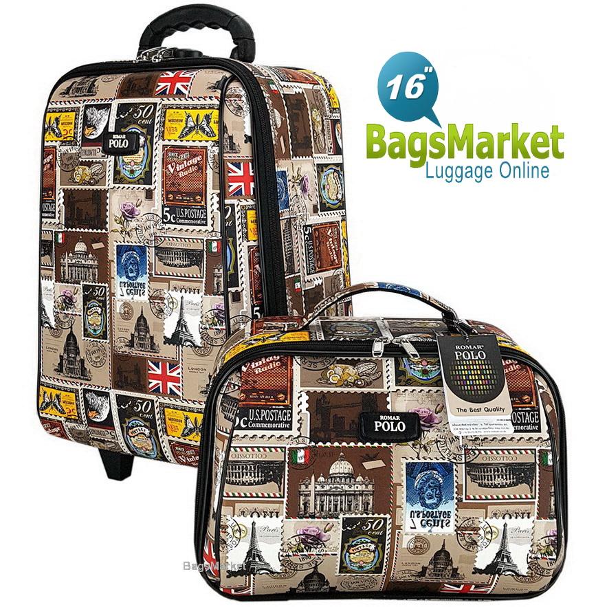 BagsMarket Luggage Romar Polo กระเป๋าเดินทาง 16/12 นิ้ว เซ็ทคู่ Code 369-5 Rose-Red (Black)
