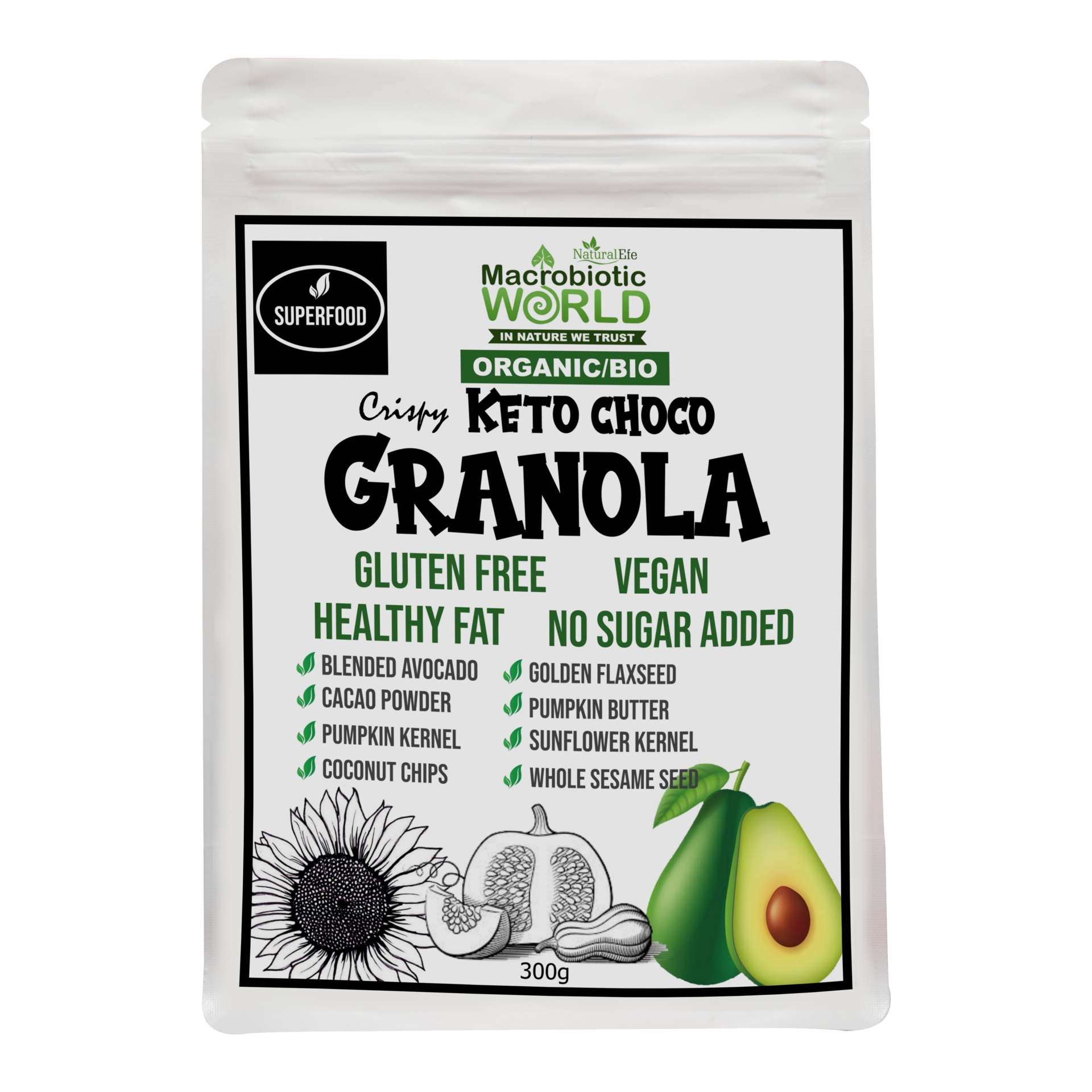 Organic/Bio Crispy Keto Choco Granola | คริสปี้ กราโนล่า ช็อคโกแลต คีโต 300g