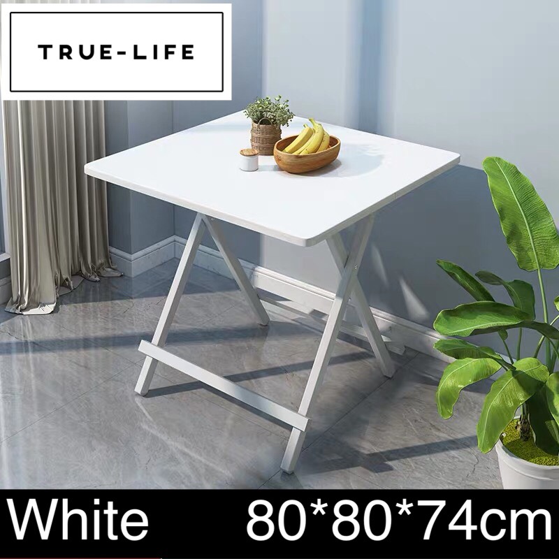 True-lifeโต๊ะไม้อเนกประสงค์ โต๊ะพับได้ โต๊ะกินข้าว โต๊ะแคมป์ปิ้ง โต๊ะวางของ โต๊ะทำงาน ขนาด กว้าง80ยาว80สูง74
