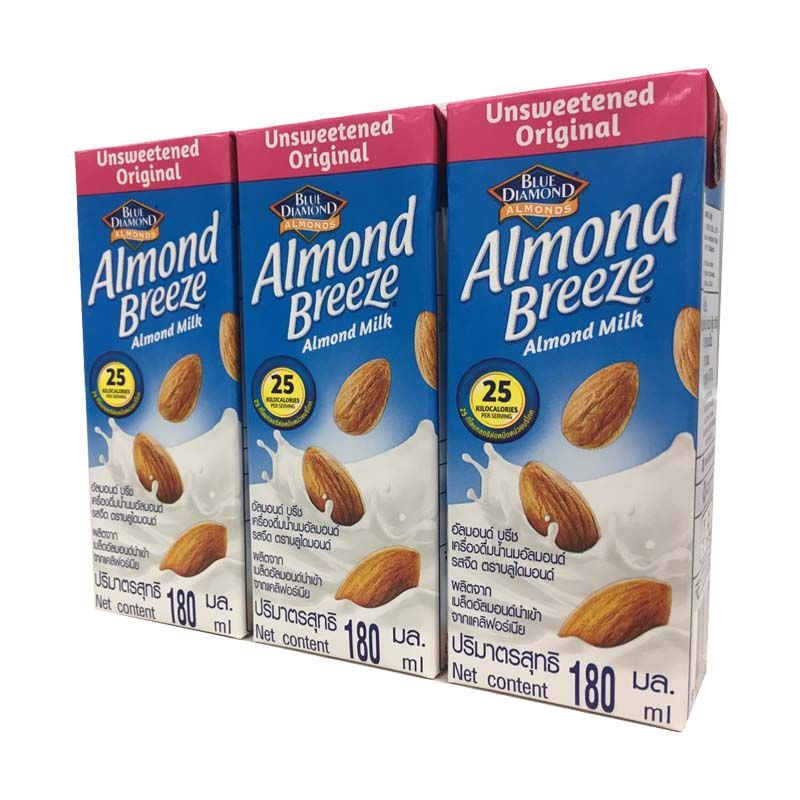 นมอัลมอนด์บีช รสจืด 180 มิลลิลิตร แพ็ค x 3 กล่อง/Beach Almond Milk Plain Flavor 180 ml.Pack x 3 boxes