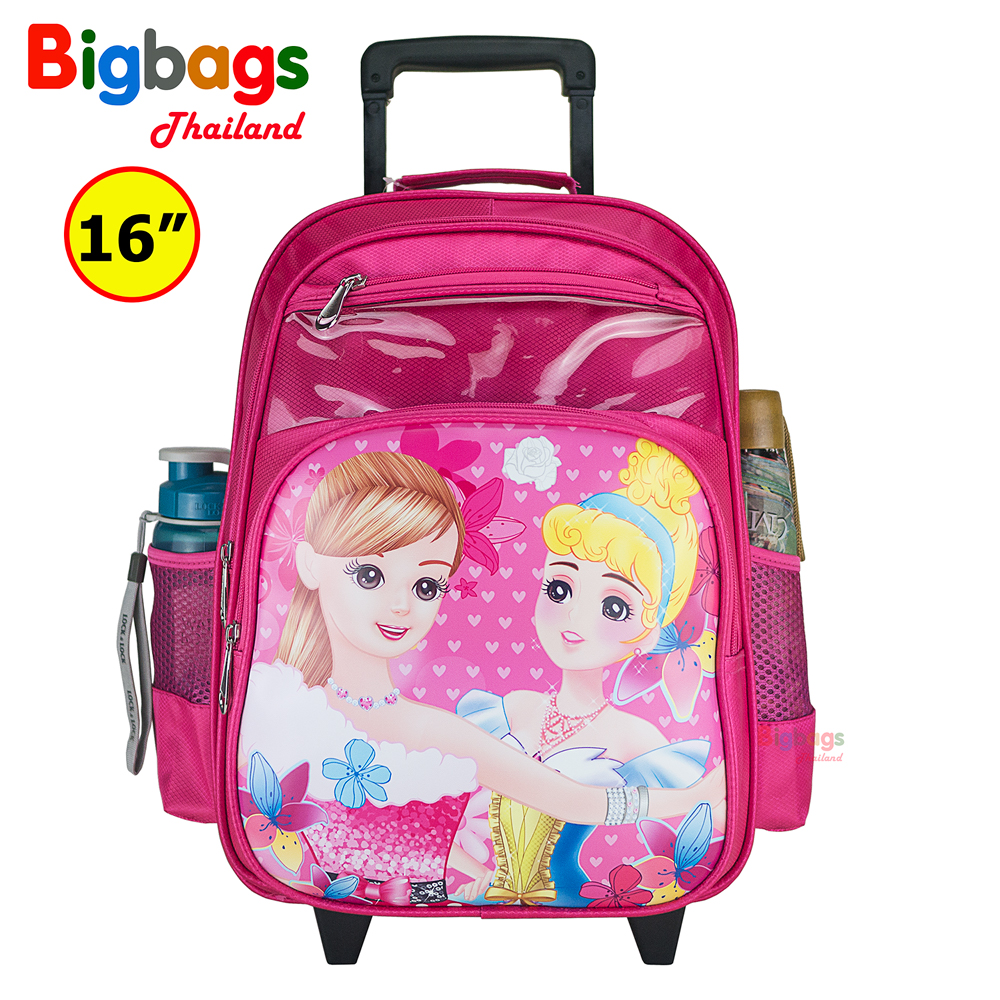Wheal กระเป๋าเป้มีล้อลากสำหรับเด็ก เป้สะพายหลังกระเป๋านักเรียน 16 นิ้ว รุ่น Princess 07616 (Pink) สี ชมพู F