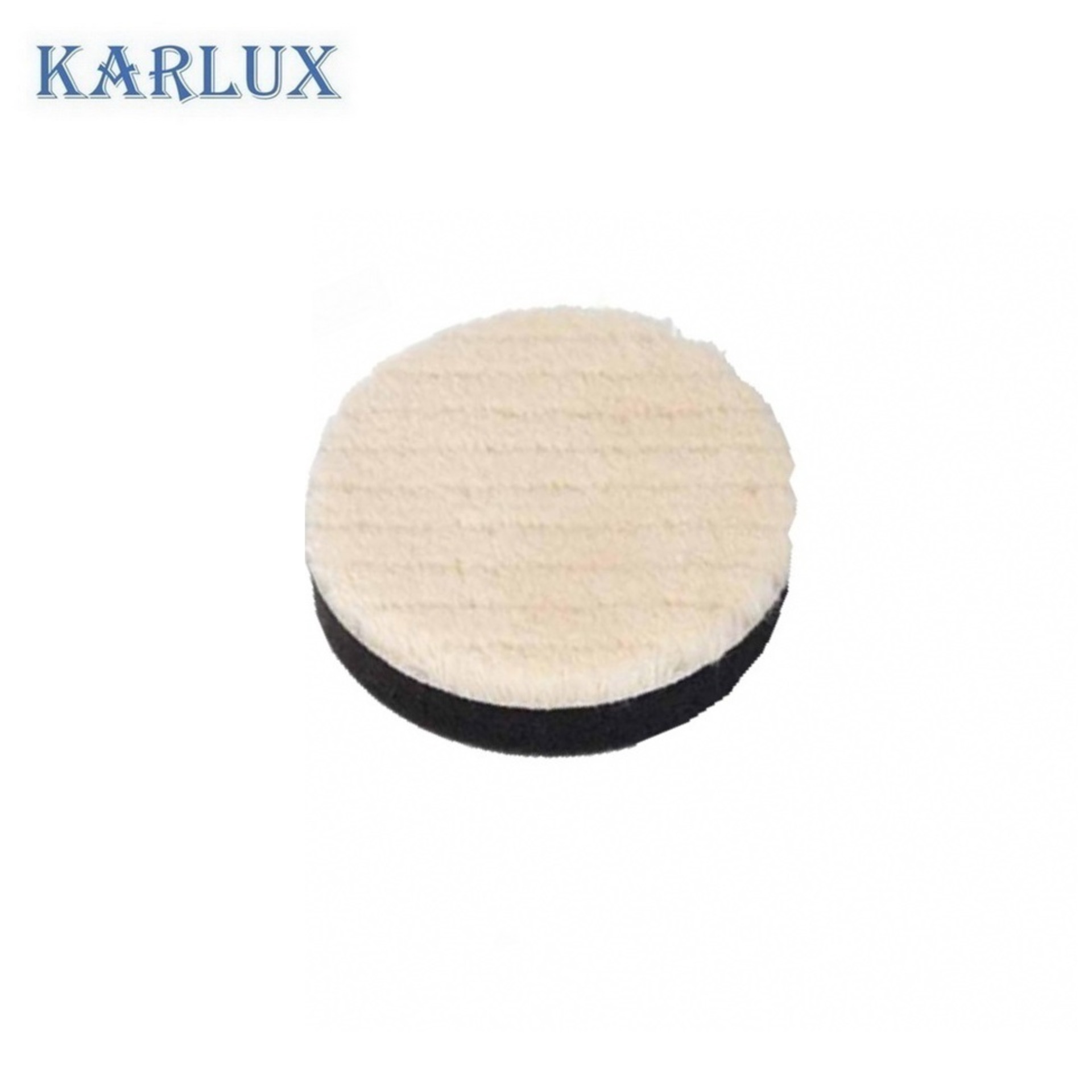Karlux แผ่นขัดขนแกะ 3 นิ้ว ขนสั้น มีเสริมฟองน้ำ หลังผ้าสักหลาด Wool Pad w/velcro 3 inch