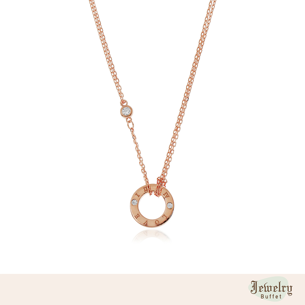 Jewelry Buffet Love Forever Necklace with Sterling Silver 925 and Rose