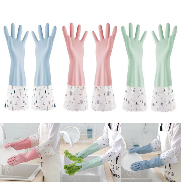 🧤พร้อมส่ง🧤(D-700) ถุงมือยาว ถุงมือล้างจานทำความสะอาด ถุงมือยาวกันน้ำ 1 คู่ (แบบปากกว้าง)