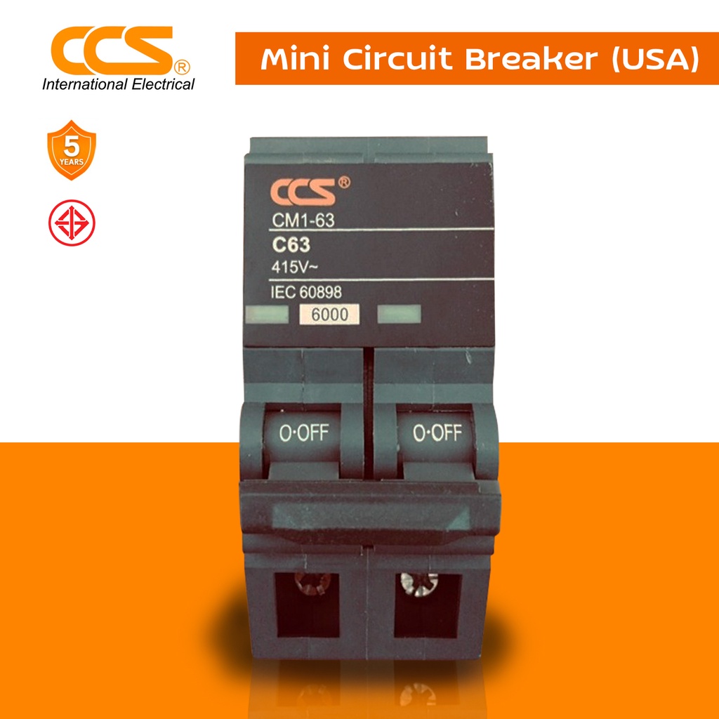 มินิเซอร์กิตเบรกเกอร์ Mini Circuit Breaker รุ่น CM1-63 USA 2P แบรนด์ CCS