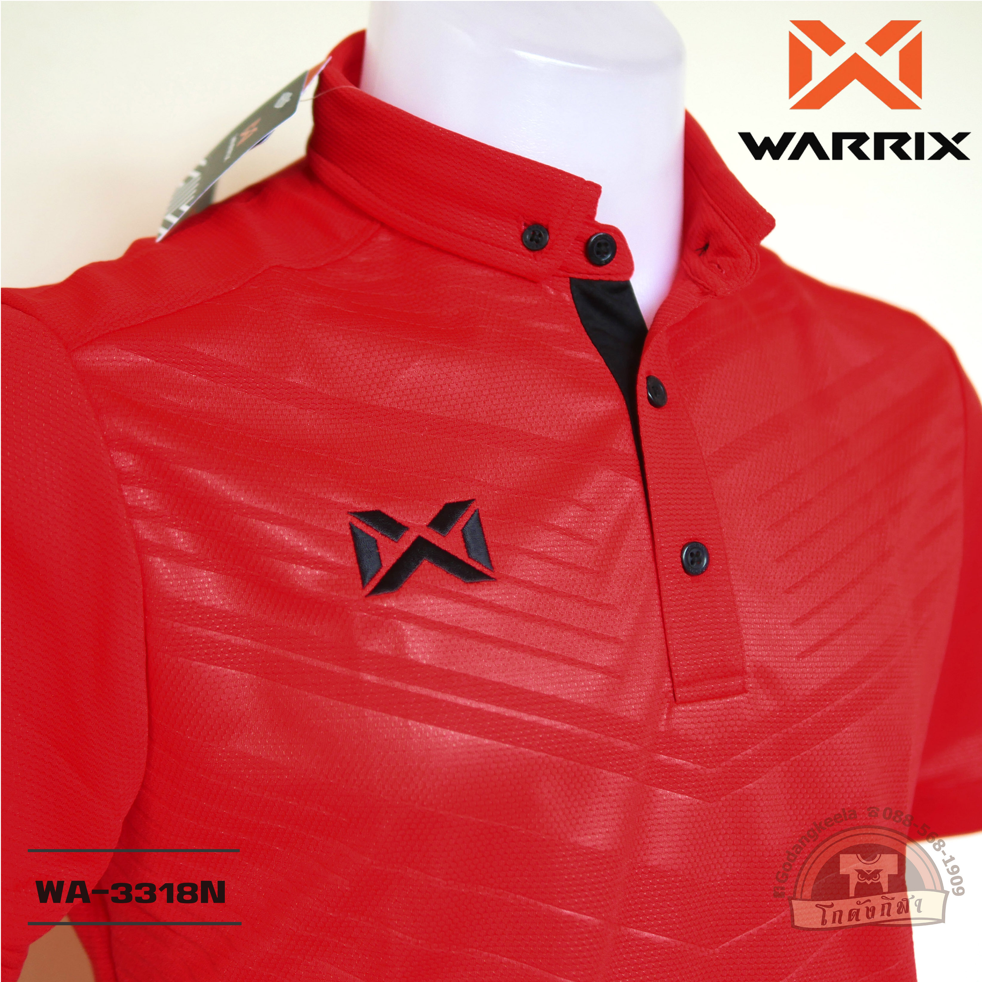 WARRIX เสื้อโปโล WA-3318N สีแดง (RA) วาริกซ์ วอริกซ์ ของแท้ 100%