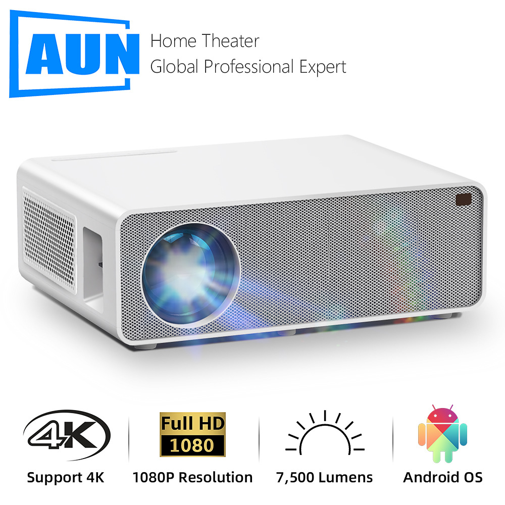 Lopburi AUN Projector 2021 New โปรเจ็กเตอร์ โปรเจคเตอร์แบบพกพา AKEY7 MAX Projector Full HD 1080P โปรเจ็กเตอร์ mini 7500 Lumens ความละเอียดสูง 4K Video Projector โฮมเธียเตอร์ LED Projector