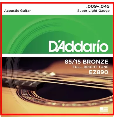 6 pcs D'Addario EZ890 Great American Bronze Super Light Acoustic Guitar String 009-045 Guitar Strings D'Addario สายกีตาร์โปร่ง