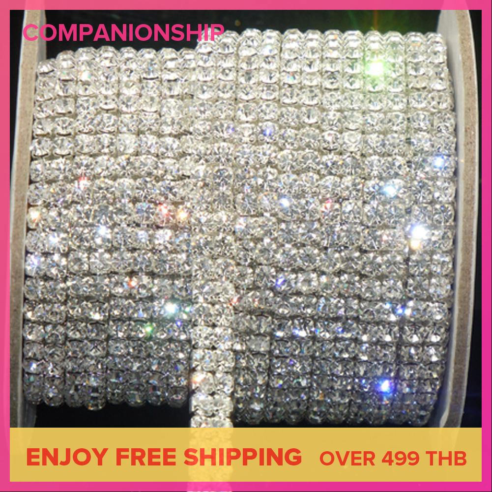 【companionship】Fashion SS16 Clear Rhinestone 2-Row Close Chain Trims Silver x 1 yard
