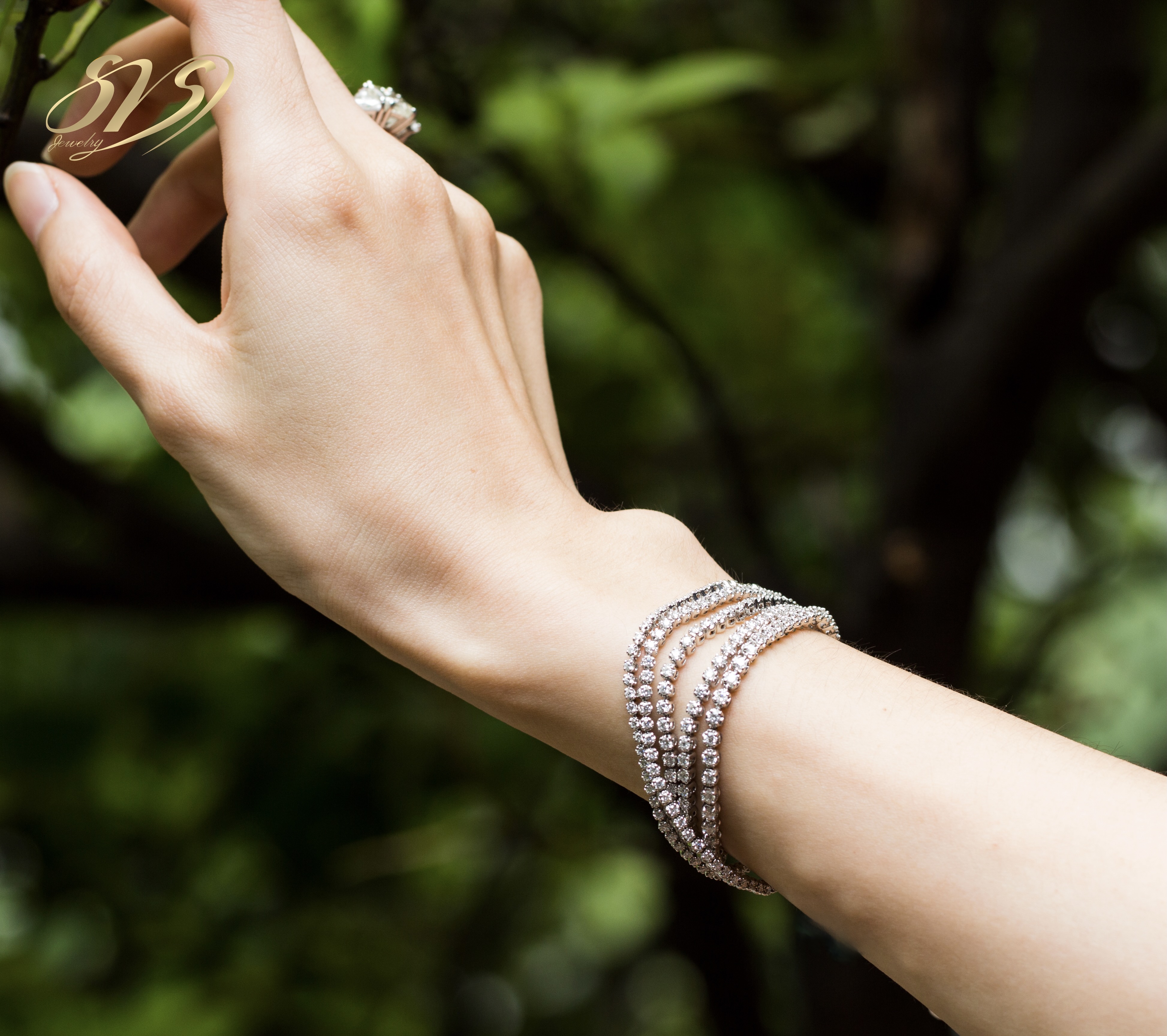 SVS Jewelry เครื่องประดับแท้ จิวเวอรี่สร้อยข้อมือ จิวเวอรี่เพชร จิวเวอรี่ทอง คำขาว สร้อยข้อมือเพชร สร้อยข้อมือทอง 18K White Gold Natural Diamond Tennis Bracelet