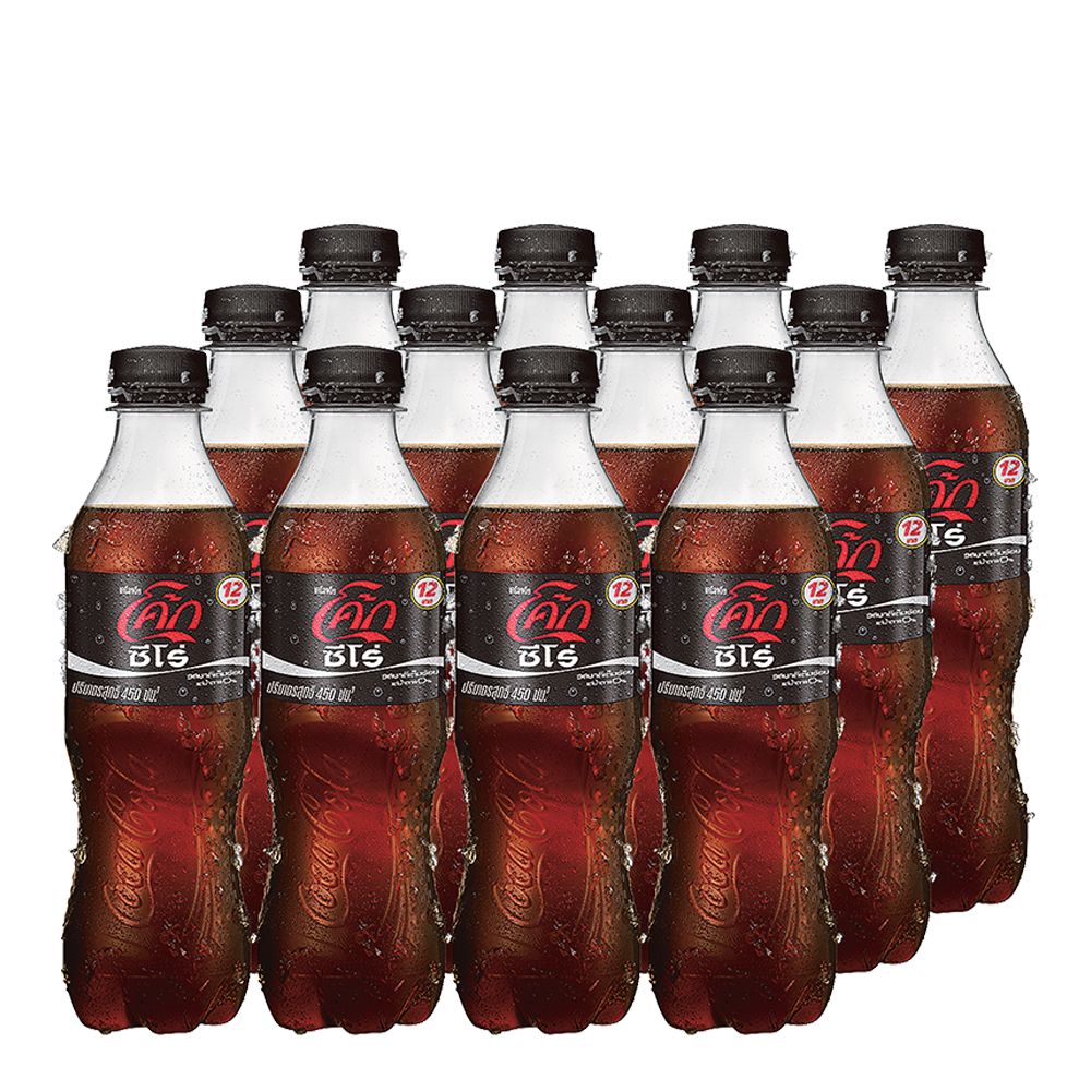 ส่งฟรี โค้ก น้ำอัดลม สูตรไม่มีน้ำตาล 450 มล. x 12 ขวดCoke Soft Drink No ...