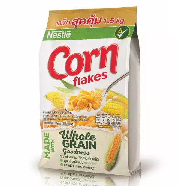 Nestle Corn Flakes Cereal เนสท์เล่ คอร์นเฟลกส์ แผ่นข้าวโพดอบกรอบ อาหารเช้า 1500 กรัม (ขนาดใหญ่สุดคุ้ม)
