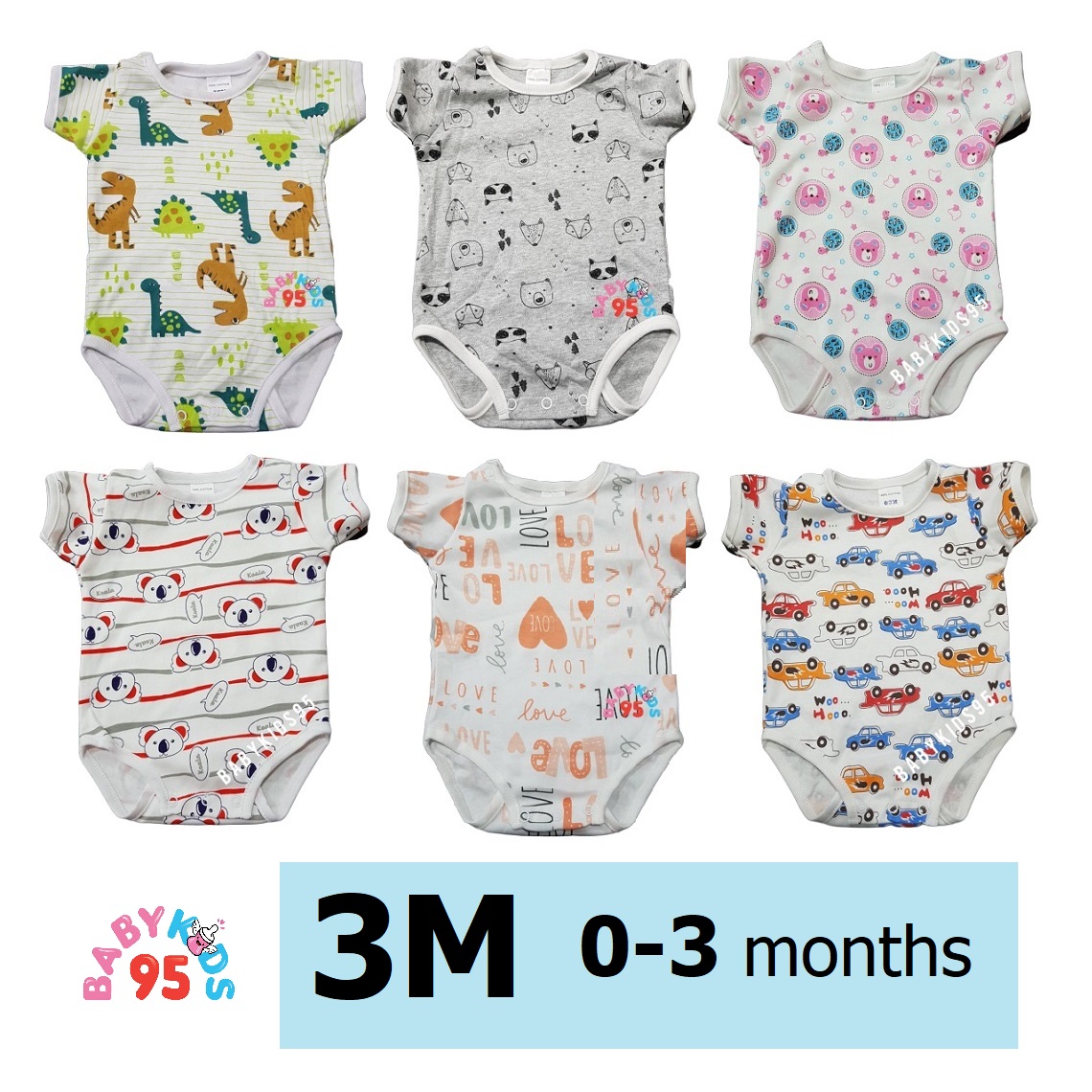 BABYKIDS95 บอดี้สูท เด็ก 0-3 เดือน ชุดเด็ก เสื้อผ้าเด็ก Body suite Romper for Baby or Infant 0-3 months old ( 3M THR )