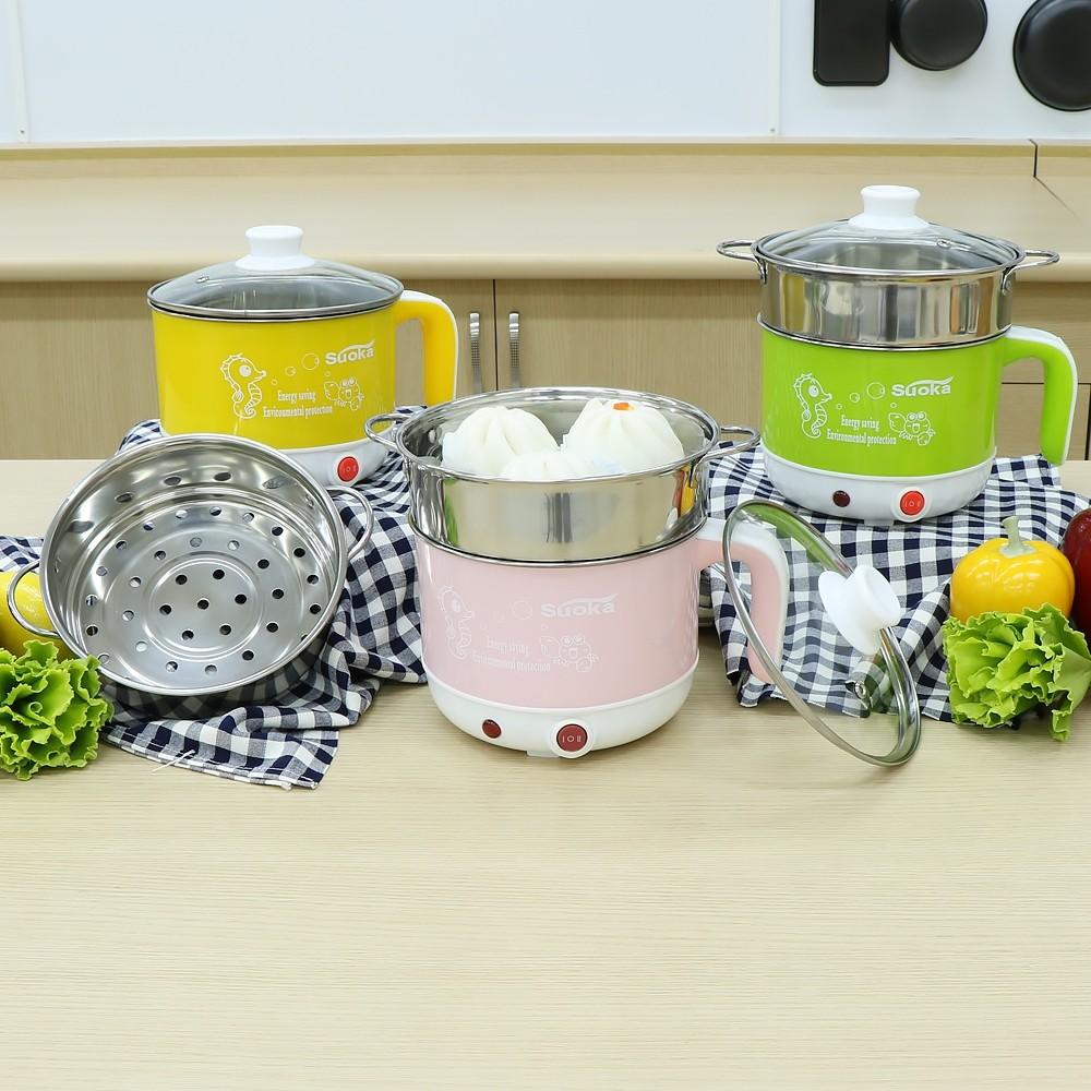 หม้อต้มไฟฟ้า ขนาด 1 ลิตร พร้อมชั้นนึ่ง นึ่งข้าวเหนียวได้