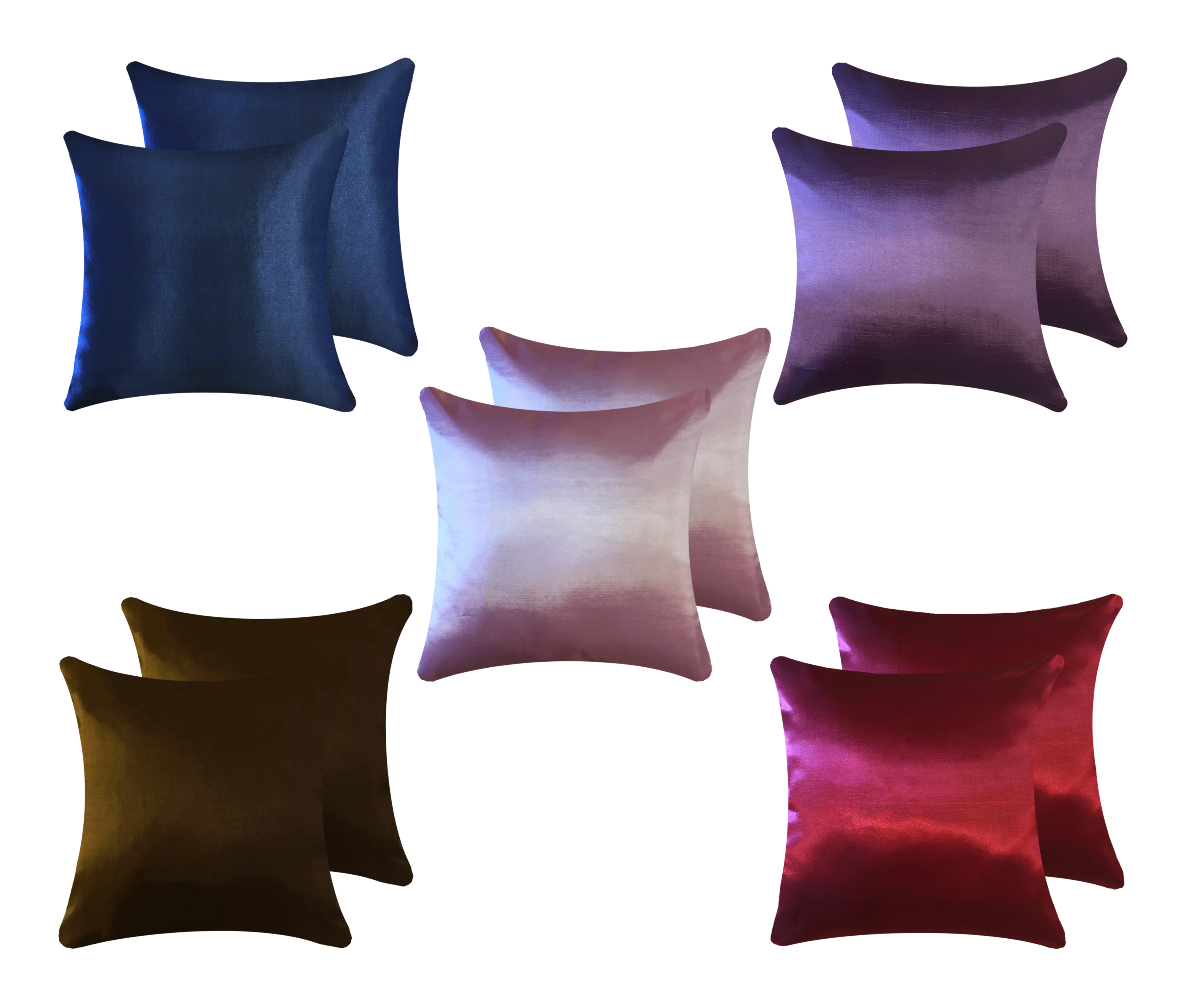ปลอกหมอนอิง ปลอกหมอนอิงผ้าไหมสีพื้นขนาด 16*16 นิ้ว/40*40 ซม. จำนวน 2 ใบ /Cushion cover 2 pieces of solid color silk cushion cover, size 16*16 inches/40*40 cm.