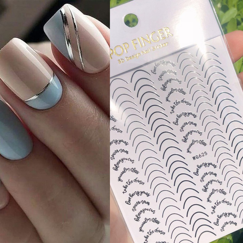 Gel Lettering Graphics Blue Shop 6Colors Nail Decals Stripe Lines Geometry 3D Sticker Nail ...