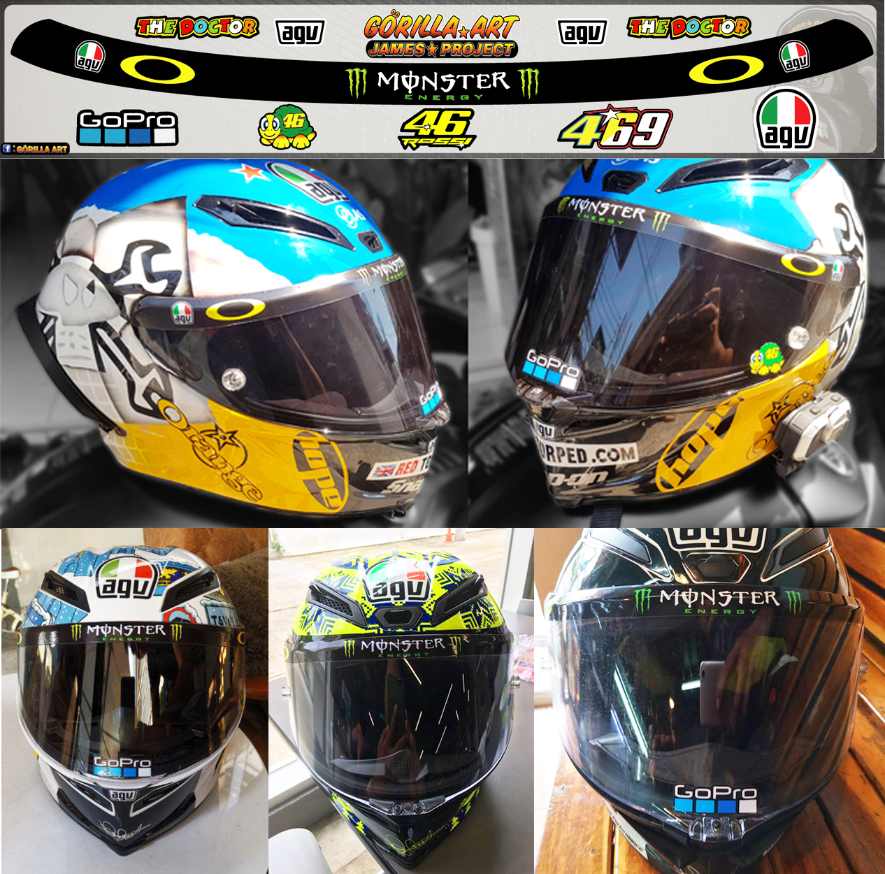 สติ๊กเกอร์ติดชิวหมวกกันน็อต AGV 46 รอสซี่  / Sticker Helmet Sticker AGV Helmet 46 Rossi เกรดพรีเมี่ยม