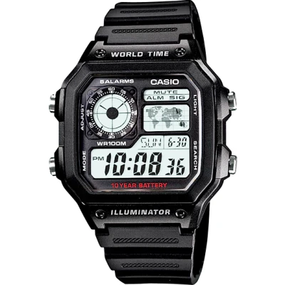 Casio 10 Year Battery World Time Resin AE-1200WH Genuine (KP Time)
