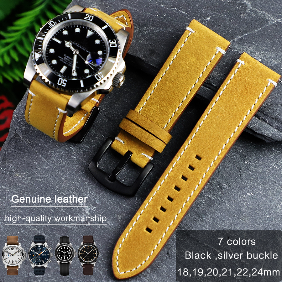18mm,19mm,20mm,21mm,22mm,24mm Universal Vintage Leather Watch Strap